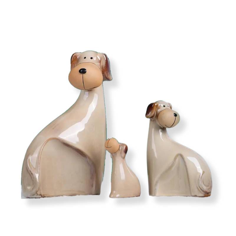Paire De Chiens En Porcelaine Blanc Céramique